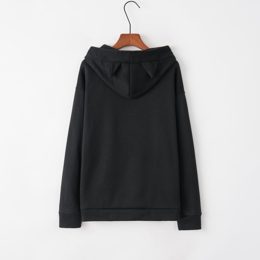 2022 Popular Women's Loose Fleece Hoodie with Cat Print Design