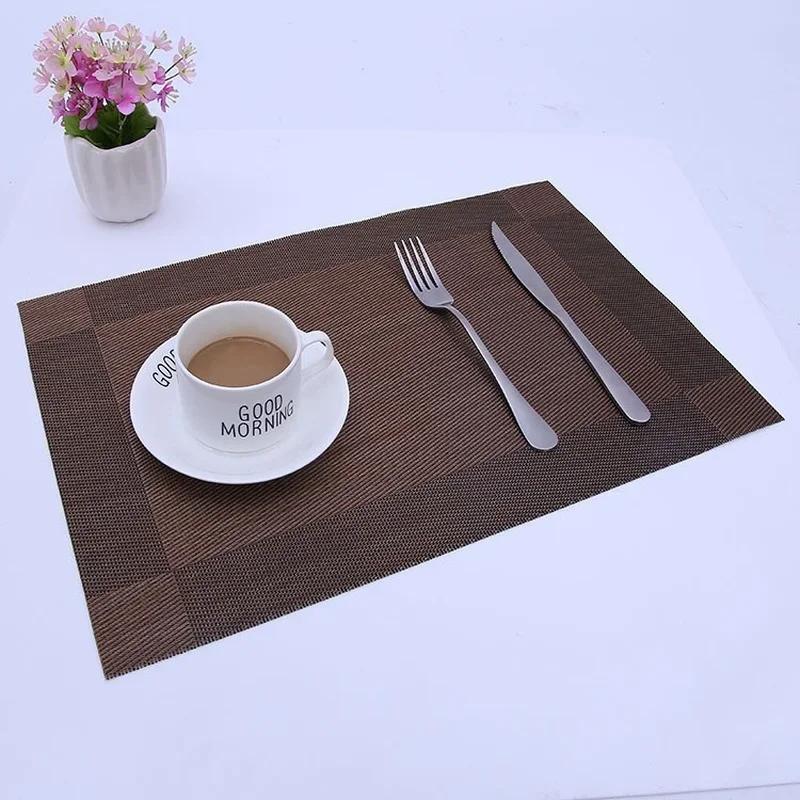 Set of 2 / 1pc PVC Washable Placemats for Dining Table Mat Non-slip Placemat Set In Kitchen Accessories Cup Coaster Wine Pad