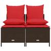 4 Piece Garden Sofa Set with Cushions Brown Poly Rattan