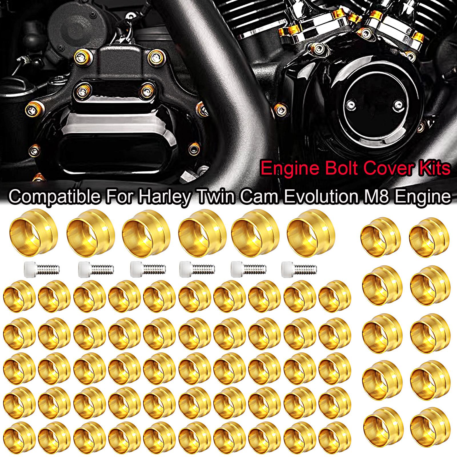 Motorcycle Bolt Covers Engine Head Caps Kit For Harley M8 Twin Cam EVO Sportster Touring Road Electra Dyna Street Glide Softail золотой