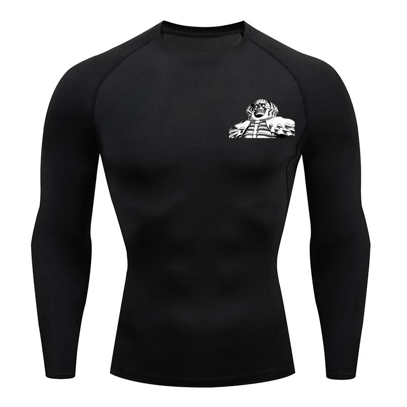 Men Compression Shirt for Workout Quick Dry Guts Print Top Breathable Sweat Absorbing Tight Fit Fitness T-Shirt Sweat-Resistant