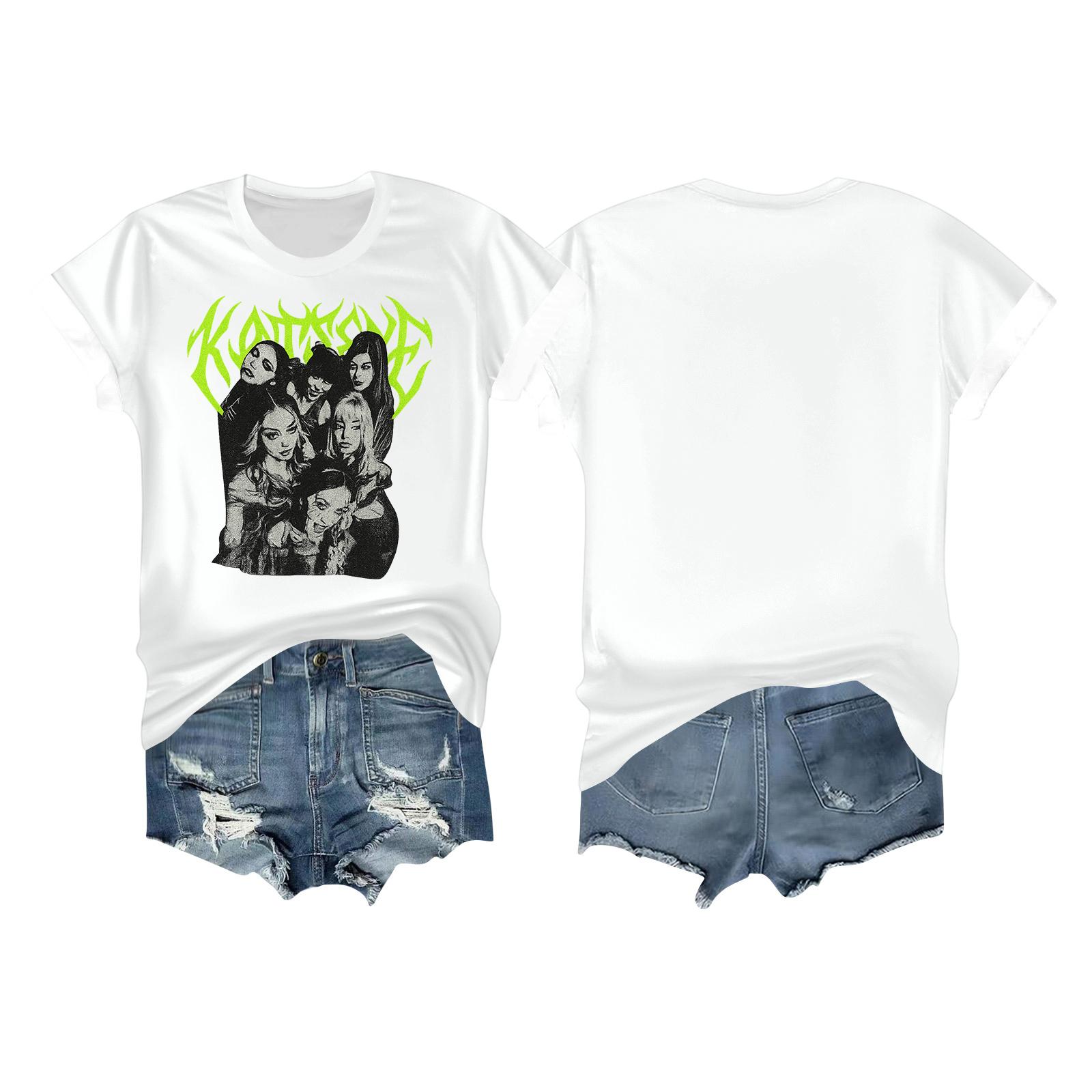 

Женская повседневная футболка с принтом, пуловер с круглым вырезом, топ с коротким рукавом XL белый