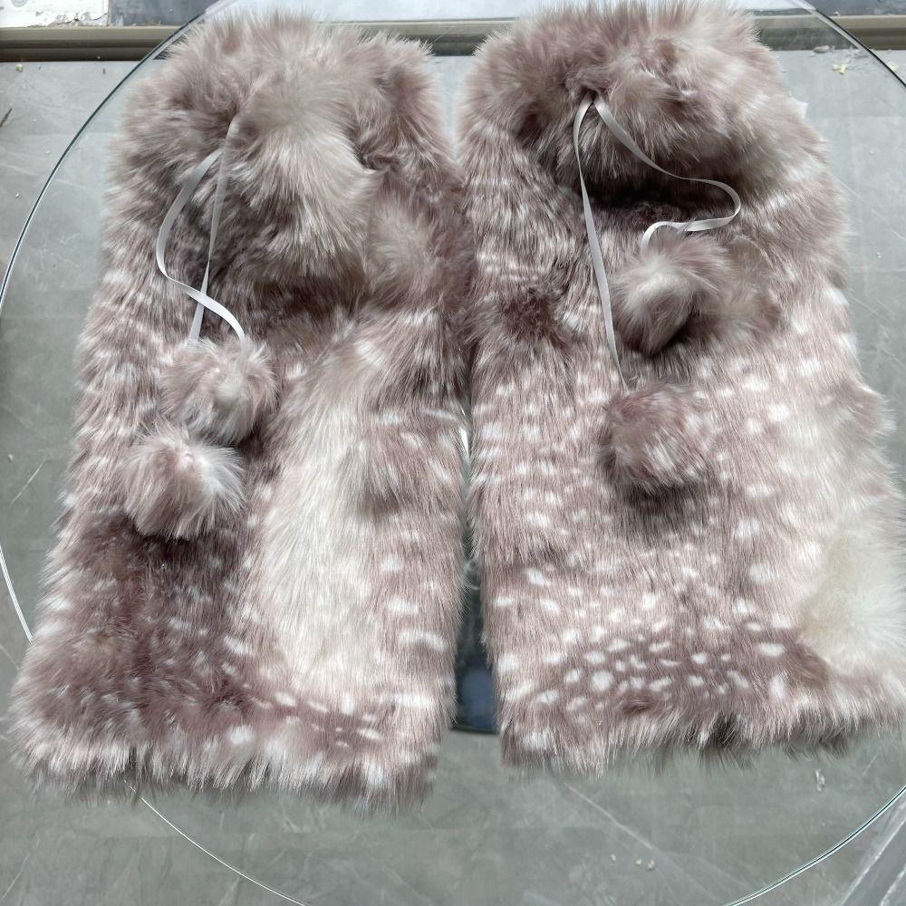 Faux Fur Plush Lace Winter Hat Leg Warmers Ear Protection New Reindeer Furry Boots Socks Cover