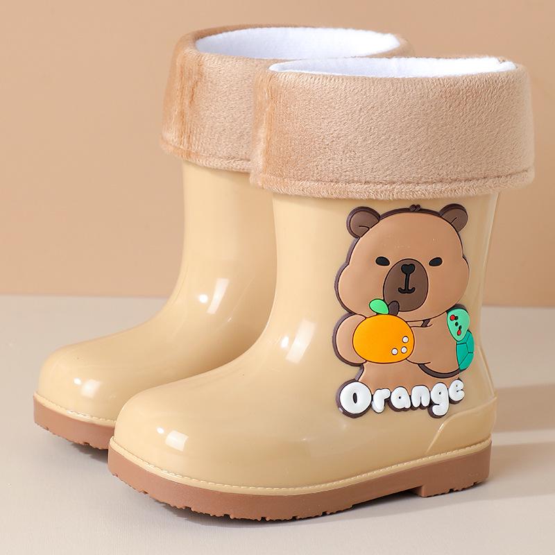 Capybara Kinder Gummistiefel, rutschfest, warm, mit weichen Sohlen