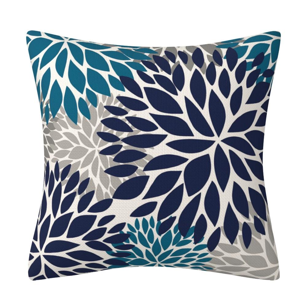 Set Of 2 Pillow Covers 18X18Inch Linen Square Throw Pillow Case,Farmhouse Modern Floral Flower Pillow Covers For Couch Sofa