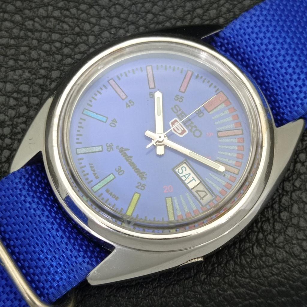 VINTAGE SEIKO 5 AUTOMATIC 7019A JAPAN MENS BLUE COLOR DIAL WATCH a701469-5 R206b-a701469
