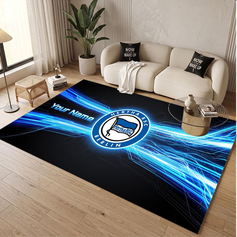 Custom Rug hertha bsc Pattern Print Name Text Soft Non‑Slip Floor Carpet for Home Indoor Decoration