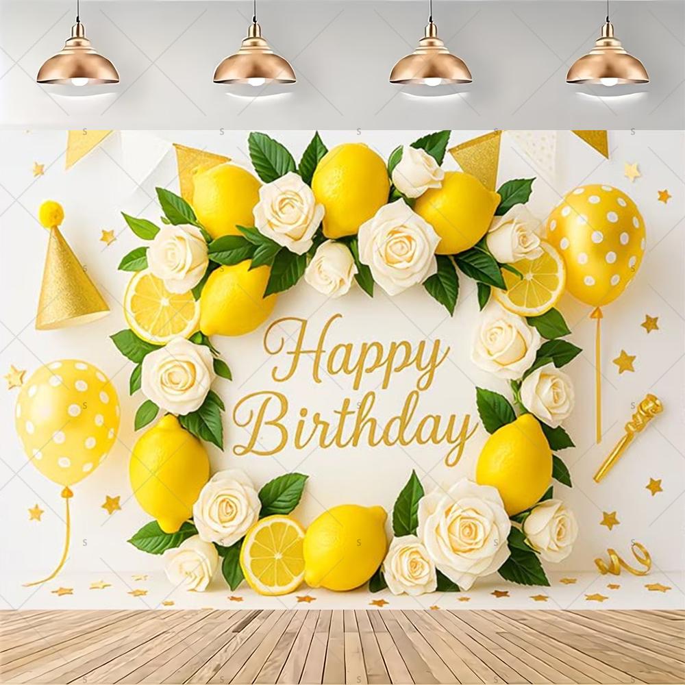 Lemon Pattern Backdrop Birthday Party Decoration Background Mediterranean Scenery Photography Backdrop Banner Supplies Props1709