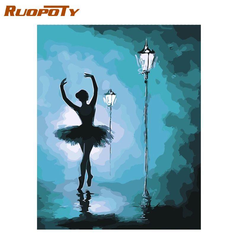 

RUOPOTY рамка DIY картина по номерам комплект танцор абстрактная современная настенная художественная картина уникальный подарок холст картина для домашнего декора