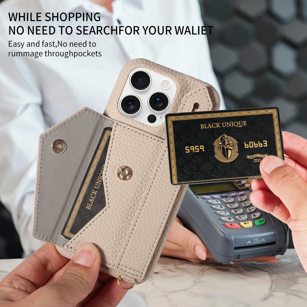 Leather Phone Case for IPhone16e 16promax 15plus 14promax 14plus 13promax13mini Shockproof Anti-Drop with Stand and Wallet Cover