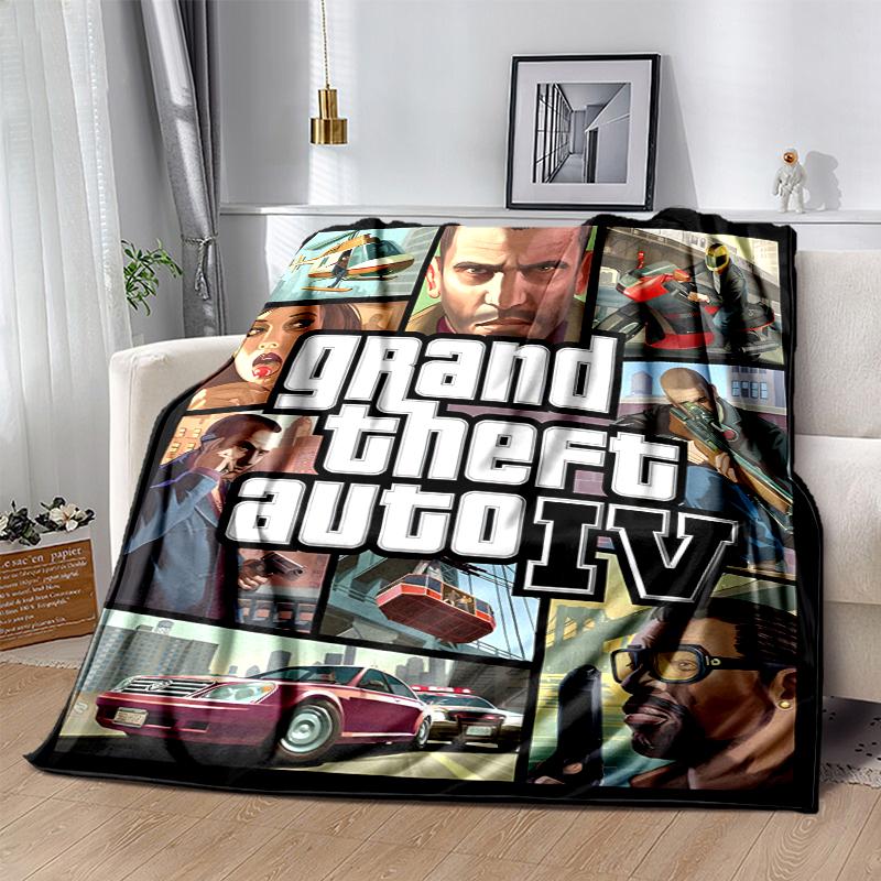 GTA Flannel Blanket Soft All-Season Throw, Design for Camping, Car Travel, Hiking Sofa, Bed, Office Perfect Gift for Parties