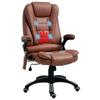 Massage Recliner Chair Heated Office Chair with Six Massage Points Microfiber Cloth 360 degrees Swivel Wheels Brown