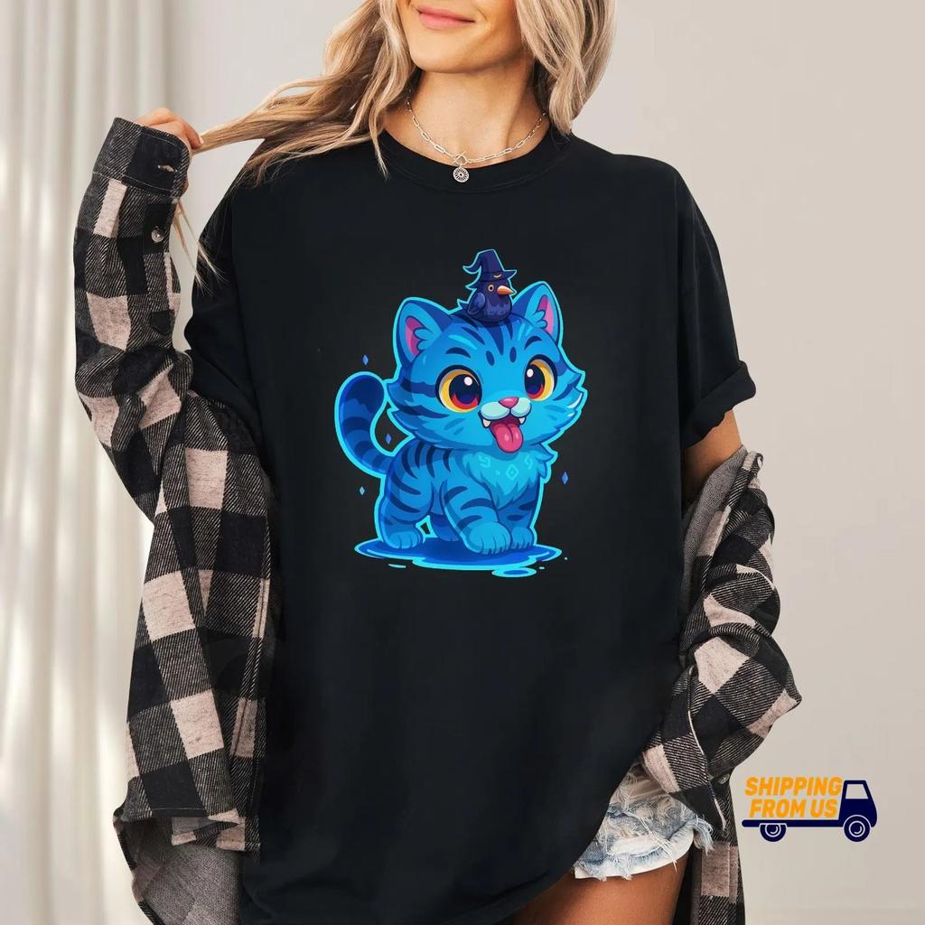 Retro Tiger Comfort Colors Shirt Blue Tiger And Bird Demon Animal Love Tee Cute Tigger Graphic Tee For Kpop Fans