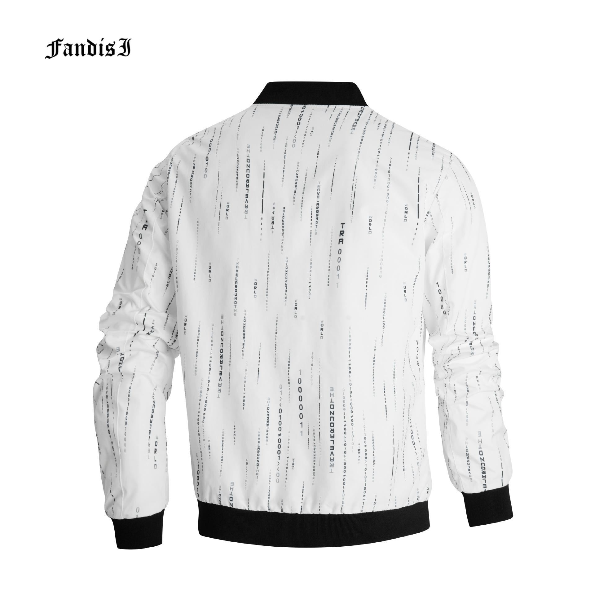 

Men s Jacket Casual Jacket With Standing Collar Print XL білий