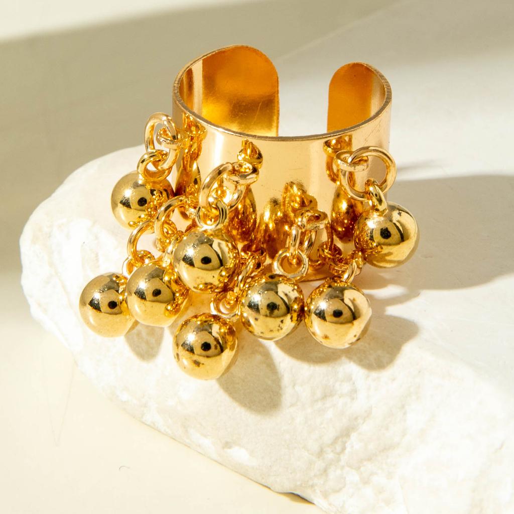 Accessories, Bohemian Pearl Fringed Exaggerated Retro Ring, Metal Open Ring