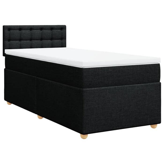 VidaXL Slatted Bed Base and Mattress Black 80x200 Cm Fabric 3288823