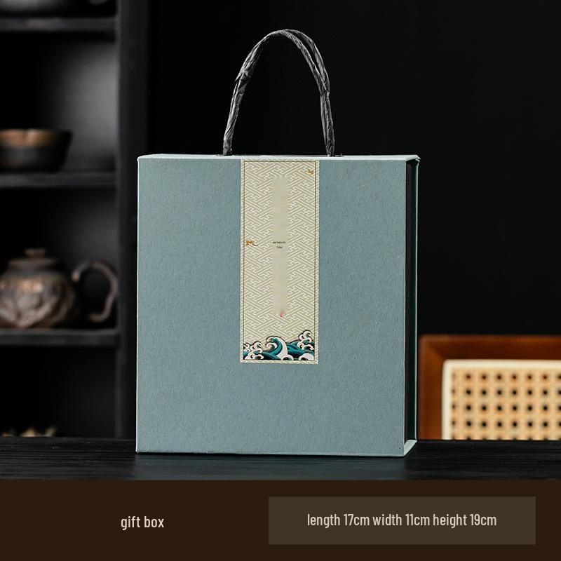 Ru Kiln Crackle Glaze Ceramic Tea Cup with Lid - Personal Gift or Business Tea Set