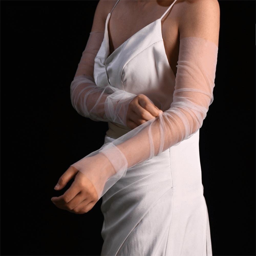 1 Pair Sheer Material Wedding Dress Sleeves Lace Wedding Accessories Bridal Gloves Wedding Ceremony