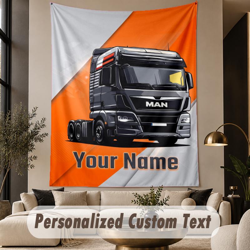 Custom Text Tapestry MAN Truck Print Wall Tapestry Indoor Living Room Wall Decor