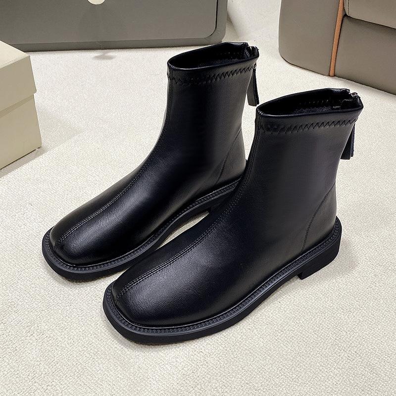 European and American Martin boots children thick heel soft leather bare boots with thin boots British style short boots