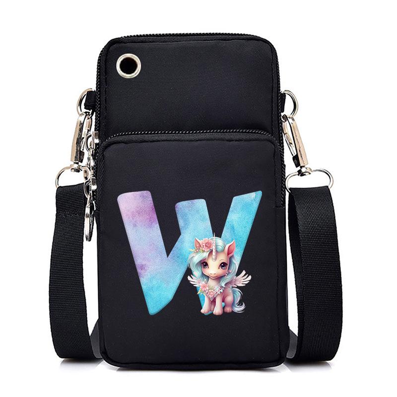Sac de téléphone portable à imprimé lettre Licorne Léger à transporter Sac bandoulière multifonction
