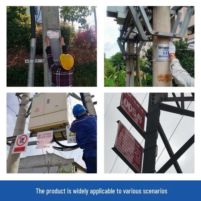 Customized Reflective Aluminum Number Plate for Power Poles with Safety Warning Signs