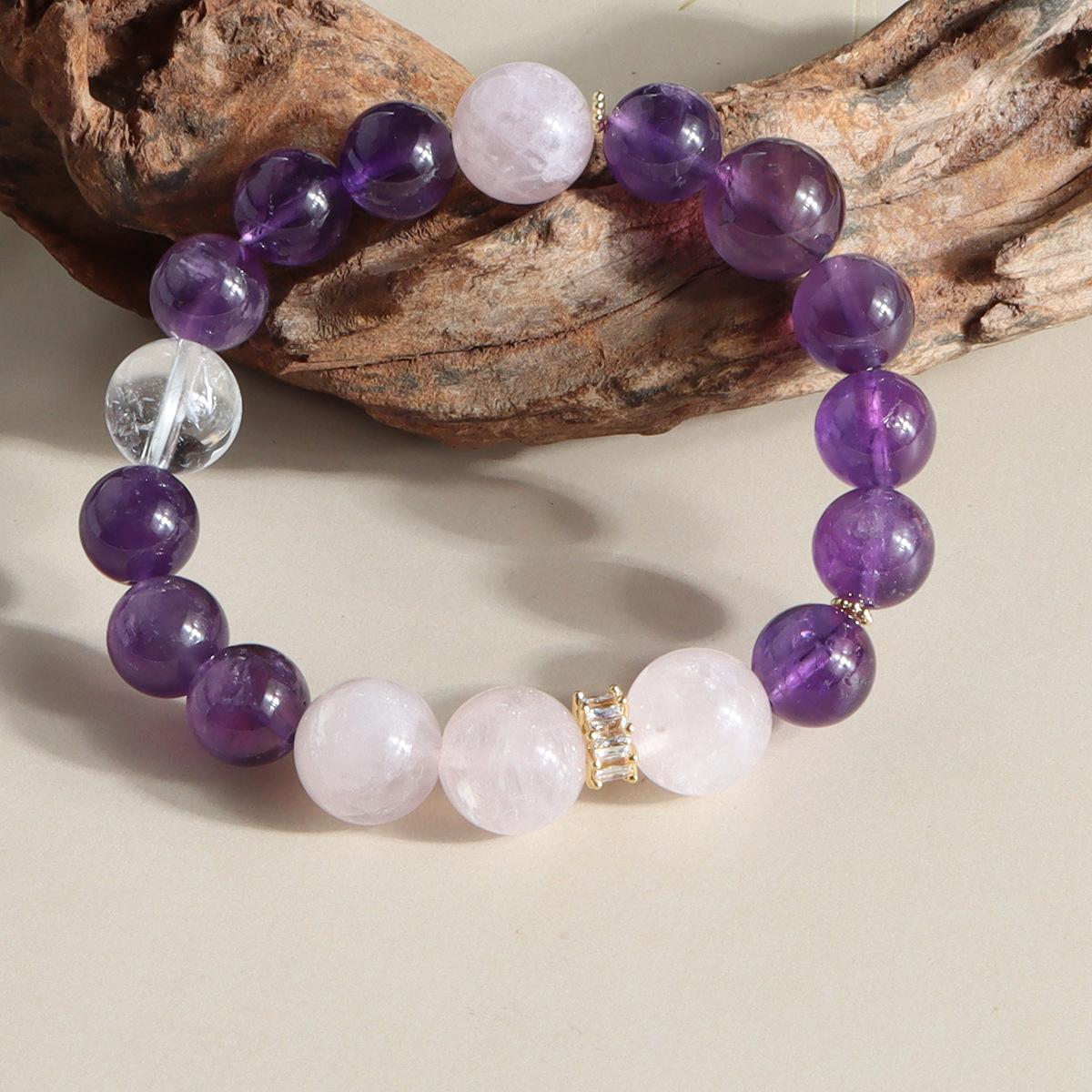 Original and simple natural purple Asai crystal bracelet, amethyst bracelet, fashionable Japanese and Korean version, Douyin live broadcast