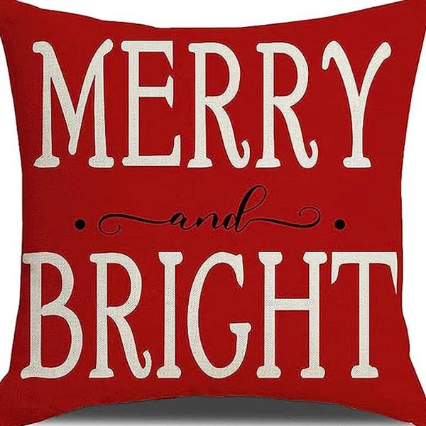 Christmas linen pillowcase, Santa Claus printed pillow, cushion cover, home living room decoration cushion cover