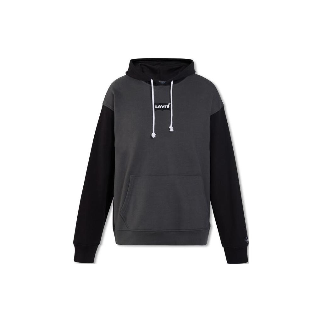 Levis Color Block Hooded Embroidered Sweatshirt Men Tops Gray 38479-0183