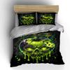 "Green Glowing Skull Apple Art" Bedding Duvet Cover Set  (1*Duvet Cover 2*Pillowcases, without duvet insert)
