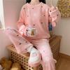 Coral Fleece Pajamas for Women, Autumn and Winter Thickened Flannel Cute Homewear, Loose Long Fashion Cardigan Set for Outerwear