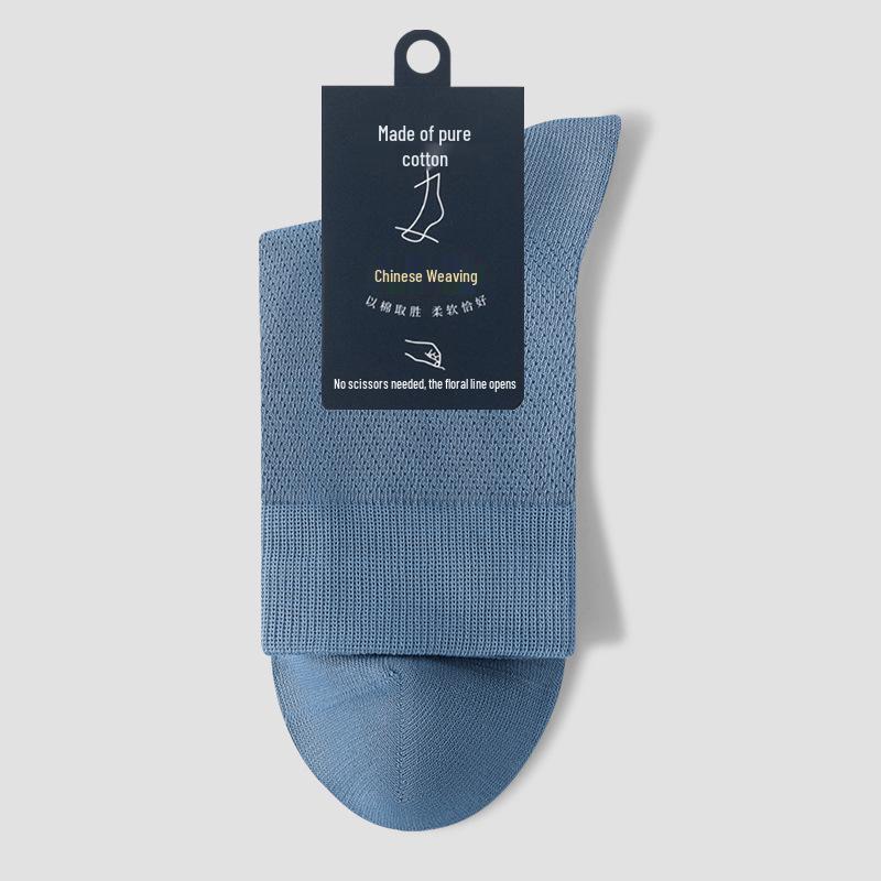 Andningsbara bomullsstrumpor för män, mellanhöga - Svarta (Vår/höst)