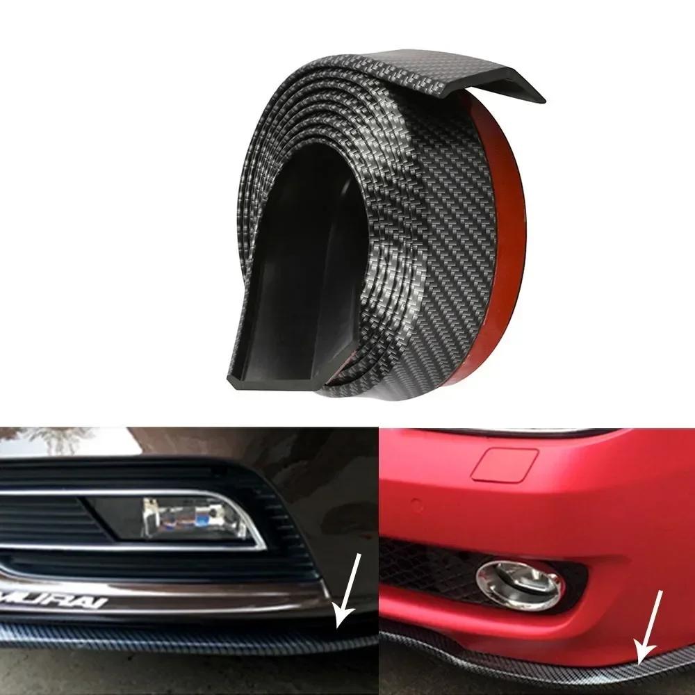 Car Universal Front Bumper Lip Carbon Fiber Rubber Protector Bumper Lip Strip Spoiler Side Skirt Rubber Anti Scratch Protector