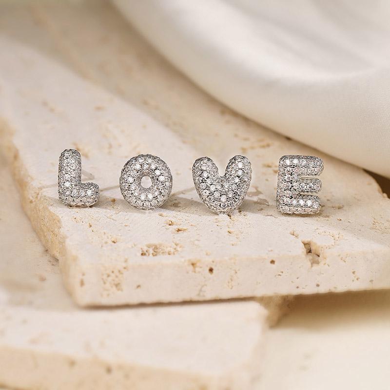 Exquisite Gold Plated Letter Stud Earrings With CZ Stone A Z Initials Fashion Jewelry For Women