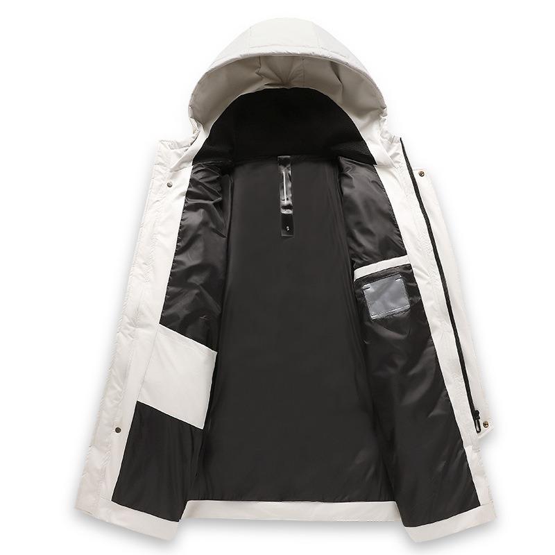 Down Jacket Men's New Winter Hooded Men's Large Size Personalized Medium and Long Handsome Coat