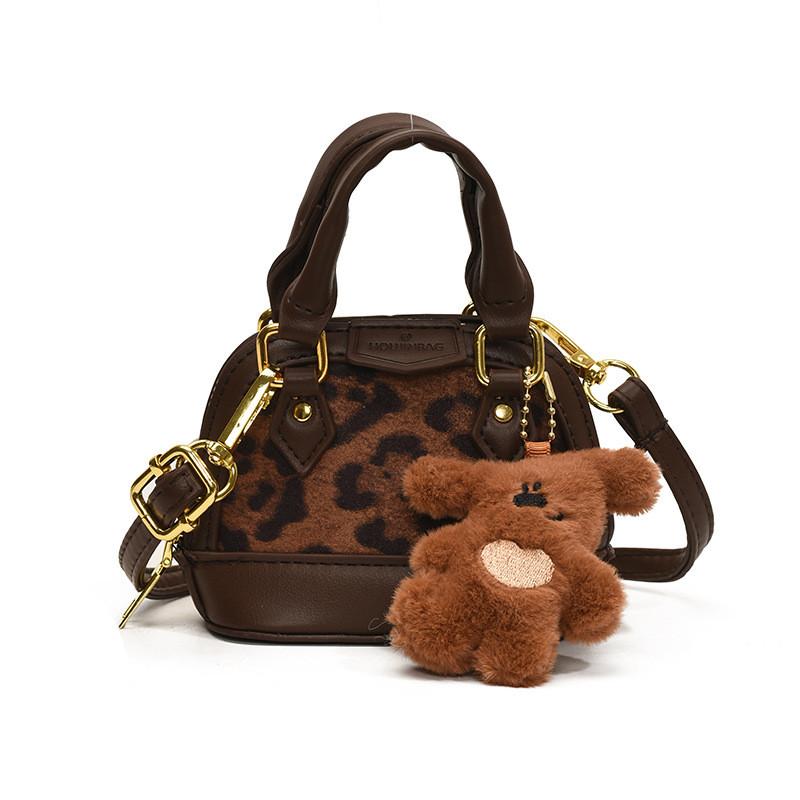 Trendy Leopard Print Mini Shoulder Bag For Kids Stylish Fashionable Pu Shell Design Leopard