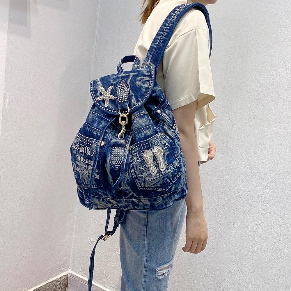 Luxury Denim Women Backpack High Quality Anti Theft Backpacks Female Casual Back Pack Bag Girls Designer Travel Backpack