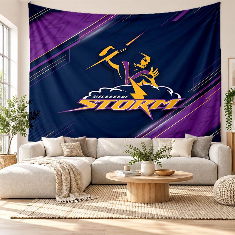 Melbourne Storm Wall Tapestry, Soft Fabric Wall Hanging, Decorative Backdrop For Bedroom Home Wall Art