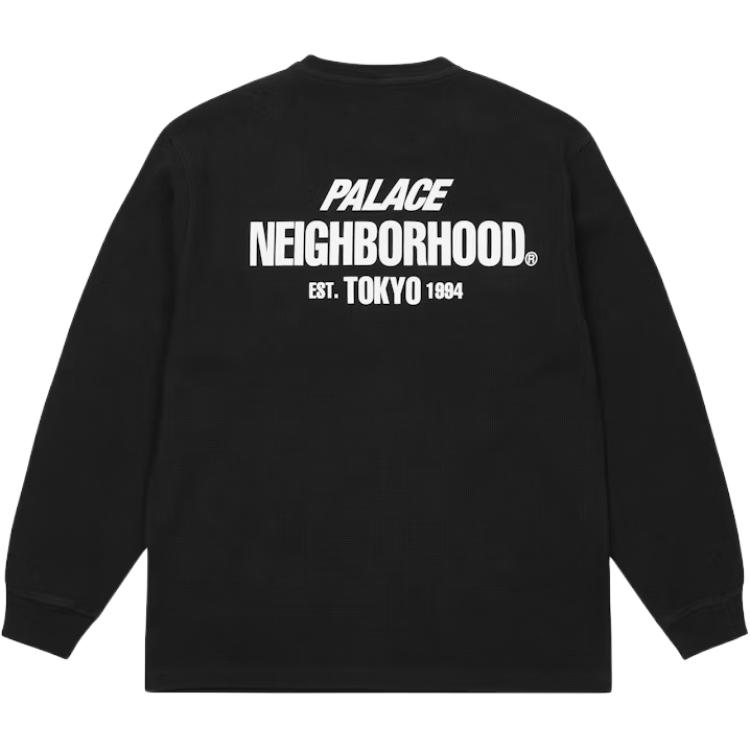 

Palace X Соседское сотрудничество FW25 Футболка с длинным рукавом и вафельным комфортом, с логотипом-биркой с буквой, унисекс P29CS051 XL