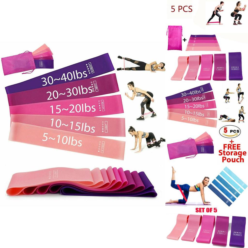 Premium Latex Gym Widerstandsbänder Set für Fitness und Physio in eleganten Rosatönen