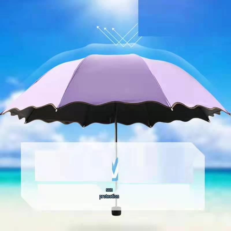 Blooming Umbrella: Korean Style, UV Protection, Lightweight, Durable, Eight Ribs, Black Glue, Waterproof