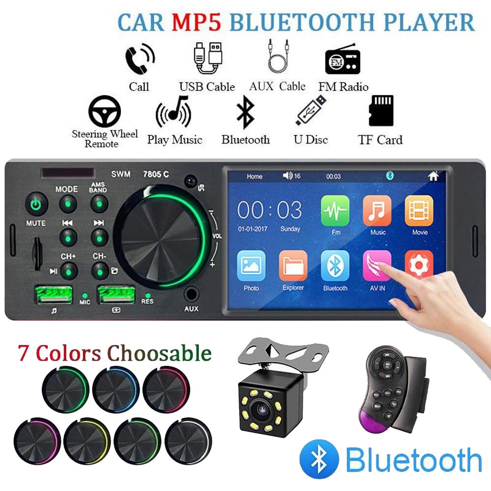 

Автомобильный радиоприемник 1 Din 4,1 дюйма с сенсорным экраном Bluetooth стерео Mp5-плеер FM-приемник с красочным светом