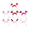Sequins Heart Hairband Vintage Headband with Feather for Woman Valentines Party