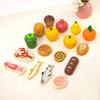 Wooden Play Food Sets for Kid Kitchen Simulation Cutting Bread Game Pretend Play Early Educational Cognition Toys for Boys Girls