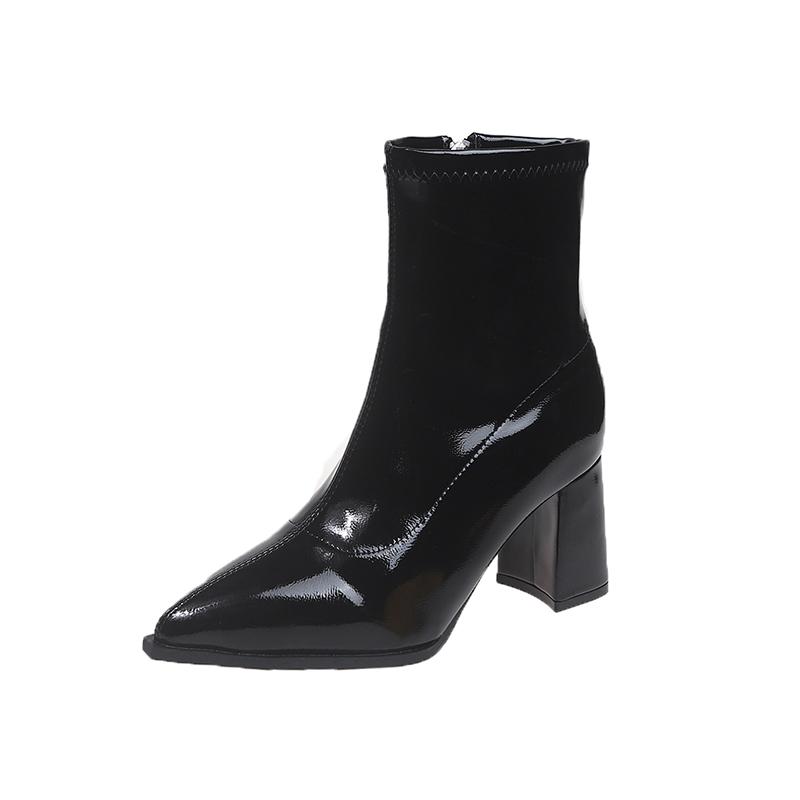 Ботильйони з гострим носком Жіночі високі підбори Модні зимові чоботи Плюшеві теплі Тенденція 2024 року Великий розмір 41 42 Ретро Сексуальна зима Botas Mujer