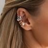 Vintage Multi-Layer C-shaped Ear Clip Golded Silver Triple Ring Clip Minimalism Metal Square Zircon Stud Earrings Wear
