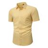 Men's Solid Color Button Pocket Short Sleeve Shirts Men's Casual Fashion Short Sleeve Shirts