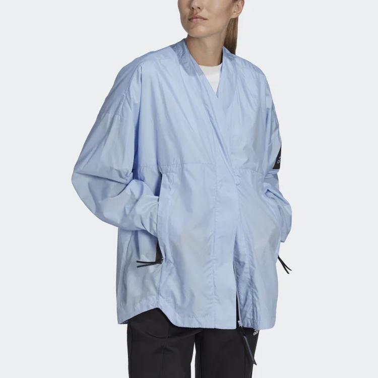 Adidas Myshelter Windweave Cardigan Color Block Loose Long Sleeve Jacket Women Jacket Blue HK4736