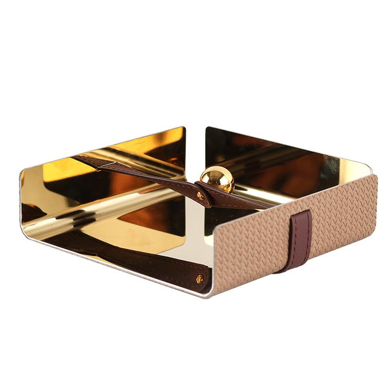 

Легкая роскошная кожаная квадратная стойка для хранения салфеток, украшение для отеля, ресторана, металлический держатель для пресса для бумаги, украшение для держателя салфеток