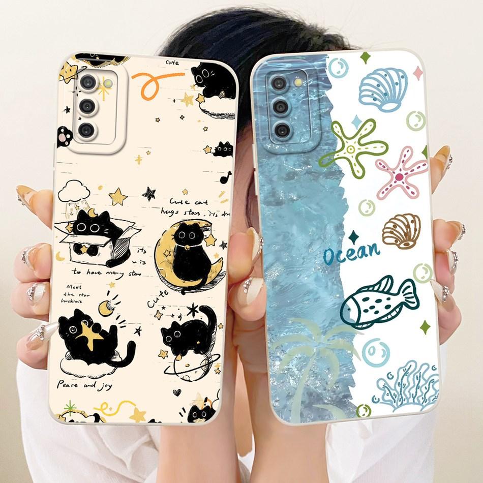 For Samsung Galaxy A03s Cute Cat Flower Cartoon Phone Case For Samsung A03S SM-A037G Shockproof Soft Silicone Covers Bumpers